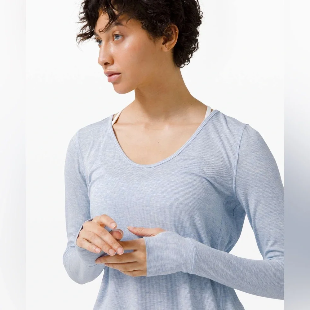 Lululemon Loved and Lifted Long Sleeve•Open Back-Heather Daydream•LIKE NEW•6 - Picture 5 of 15